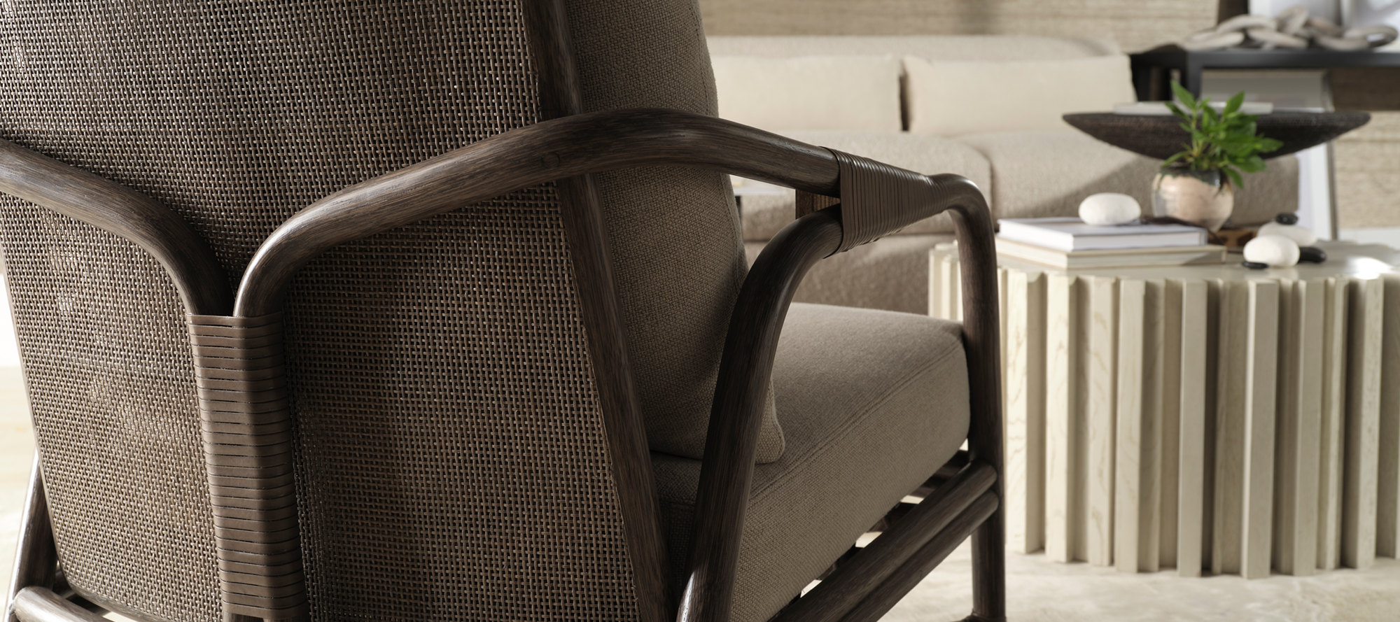 Knot Lounge Chair Rattan by McGuire Originals MCA2201C Baker Furniture