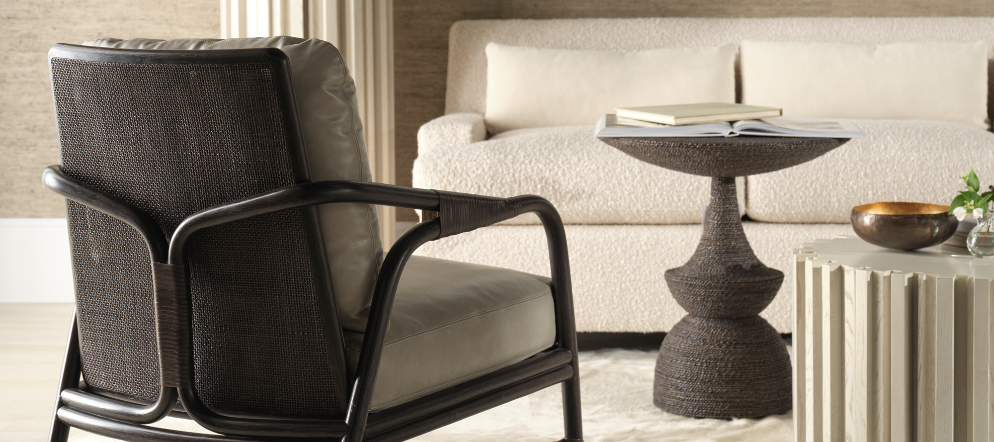 Knot Lounge Chair Rattan by McGuire Originals MCA2201C Baker Furniture